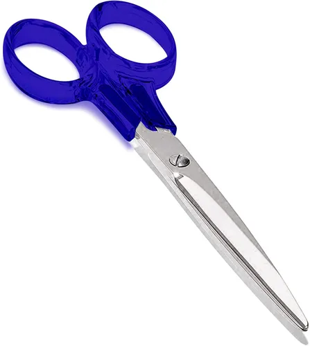 Vista 4 de OfficeGoods Juego de escritorio de acrílico de 3 piezas, incluye regla, removedor de grapas, tijeras, accesorios de escritorio funcionales y Azul