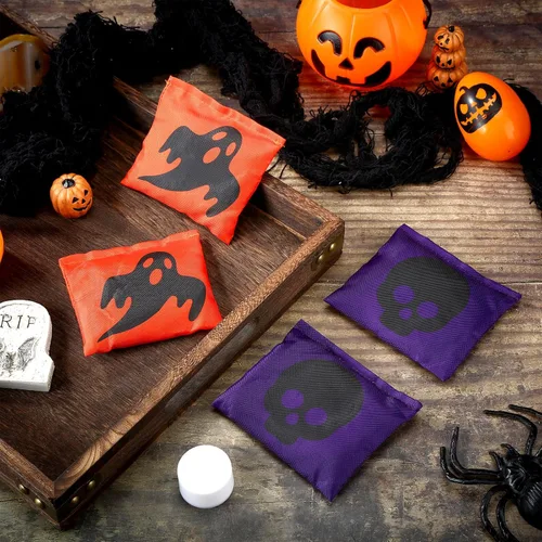 Vista 5 de Ceenna 12 bolsas de frijoles de Acción de Gracias, Halloween, calabaza, Cornhole, bolsas para lanzar juegos de Navidad, bolsas de frijoles de maíz