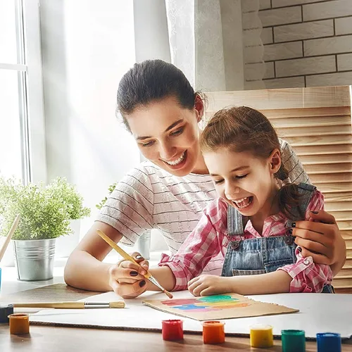 Vista 6 de Outus Taza de pintura pequeña con tapas, mini macetas de plástico vacías para pintura reutilizables, a prueba de derrames, para almacenamiento