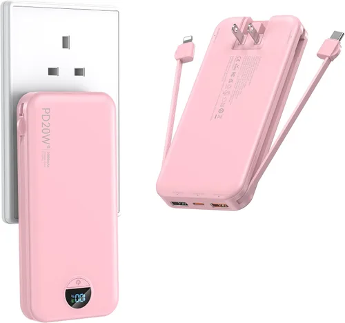 Vista 18 de Ffnpua Cargador portátil Power Bank 10000mAh PD20W con cables incorporados