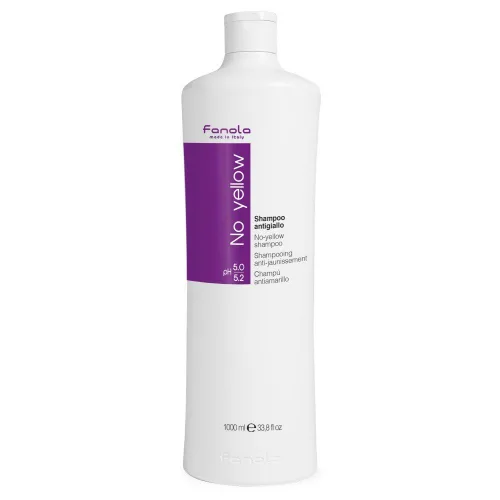 Vista 2 de Fanola Champú y máscara sin amarillo, tóner anti-latón morado para cabello rubio, plateado, gris y resaltado, máscara de depósito