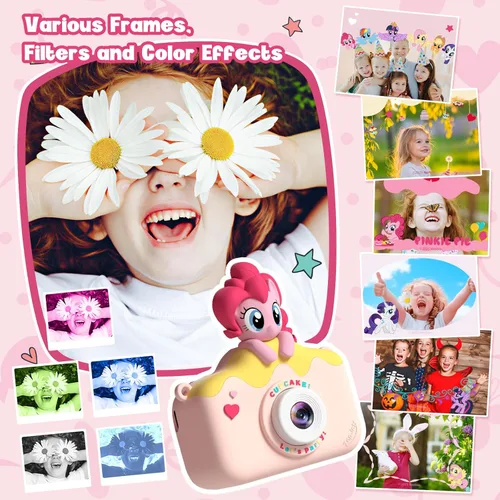 Vista 5 de My Little Pony Hasbro - Cámara digital para niños de 3 a 12 años, cámara digital para niños y niñas, lente dual HD 1080P IPS, cámara digital