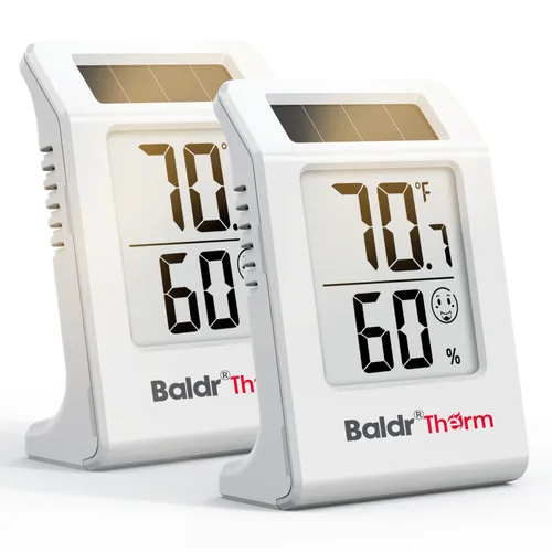 Vista 12 de Termómetro digital e higrómetro de 2.2 pulgadas, sensor de temperatura interior alimentado por energía solar, medidor de humedad para habitaciones