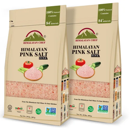 Vista 13 de Himalayan Chef - Sal rosa del Himalaya, grano fino, bolsa a granel de 5 libras - Kosher y vegana, 100% natural y pura de cristal gourmet - Contiene