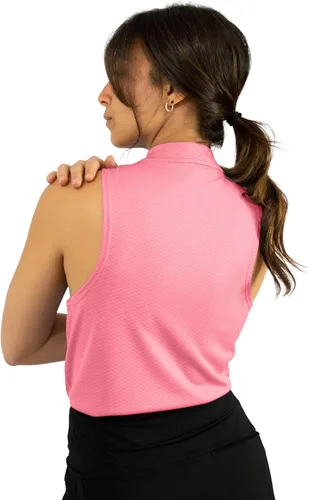 Vista 4 de Three Sixty Six Polo de golf sin mangas para mujer, sin cuello, con cremallera, de secado rápido, para mujer