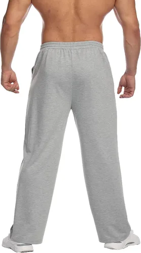 Vista 2 de Deyeek Pantalones deportivos ligeros para hombre, pantalones deportivos con parte inferior abierta para hombre, pierna recta, pantalones