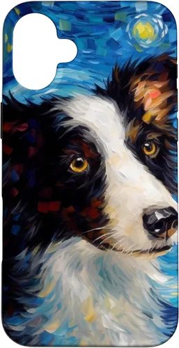 Vista 22 de iPhone 16 Border Collie Starry Night Van Gogh Border Collie Case