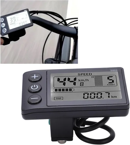 Vista 8 de Computadora de bicicleta, velocímetro de bicicleta S866, medidor de pantalla LCD, IP65, odómetro de ciclismo, 24 V, 36 V, 48 V, panel de control
