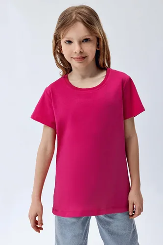 Vista 2 de Brix Camisetas de cuello redondo para niñas, camisetas de algodón de manga corta.