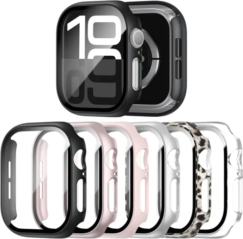 Vista 21 de Paquete de 6 fundas para Apple Watch SE 3 (2025)/SE 2/SE/Series 6/5/4 de 40 mm con protector de pantalla de vidrio templado, funda protectora