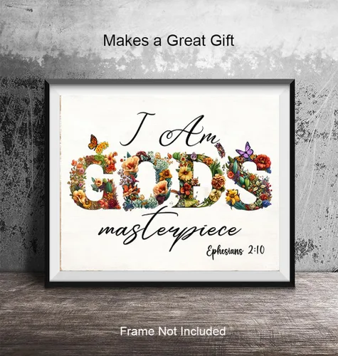 Vista 5 de Arte de pared floral con versículo bíblico, afirmaciones positivas, decoración de pared cristiana para mujeres, niñas, adolescentes, arte inspirador