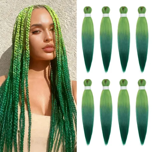 Vista 115 de 8 paquetes de extensiones preestiradas - 16 pulgadas de cabello trenzado premium, 55G/paquete, sin picazón, fijación en agua caliente, textura Perm