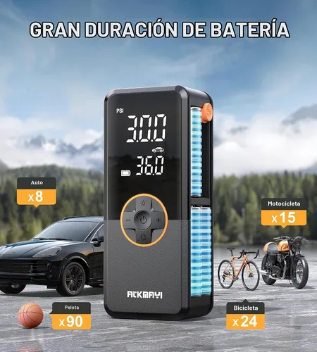 Vista 5 de Compresor de aire portátil para inflado de neumáticos, bomba de aire de 150 PSI para neumáticos de automóvil, compresor de aire inalámbrico