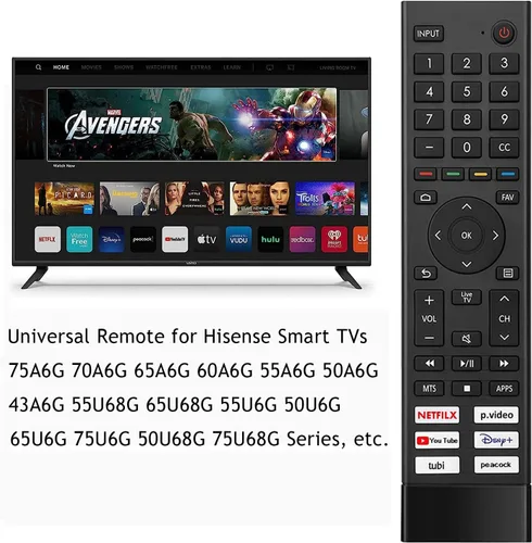 Vista 2 de ERF3J80H - Control remoto universal de repuesto para Hisense Smart TV 43A6G 50A6G 50U6G 50U68G 55U6G 55A6G 55U68G 60A6G 65U68G 65A6G 65U6G 70A6G