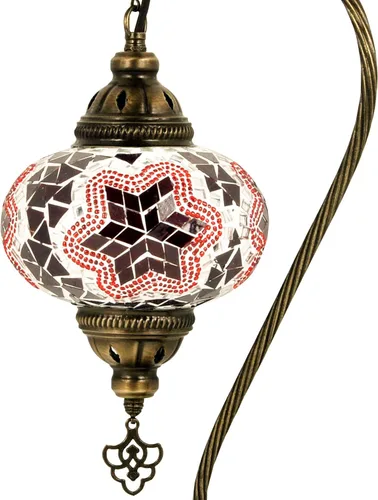 Vista 7 de 10 variantes de lámparas turcas de mesa de mosaico Lámpara turca marroquí con base de bronce Lámpara de noche Tiffany con cuello de cisne hecha