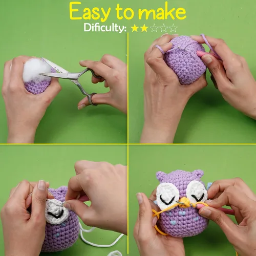 Vista 4 de Kit de ganchillo para principiantes, kit de animales de ganchillo con tutoriales en video e hilo suave, kits de manualidades para adolescentes