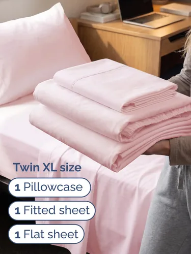 Vista 101 de Extra Deep Twin XL Sheet Set - 3 Piece College Dorm Room - White 01-Blanco