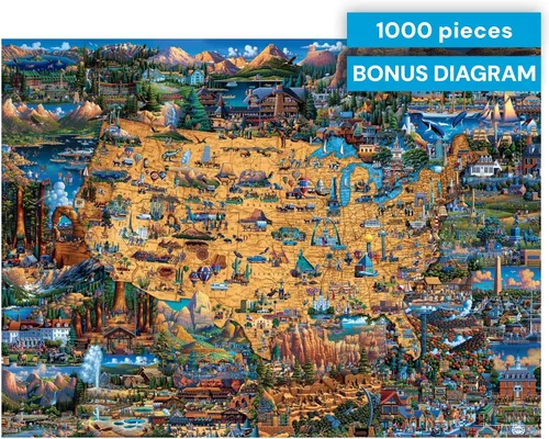 Vista 6 de Buffalo Games Dowdle National Parks Mapa, rompecabezas para adultos, 1000 piezas Jigsaw Puzzles 1000 Pieces, 1000 Piece Puzzle for Adults, Large