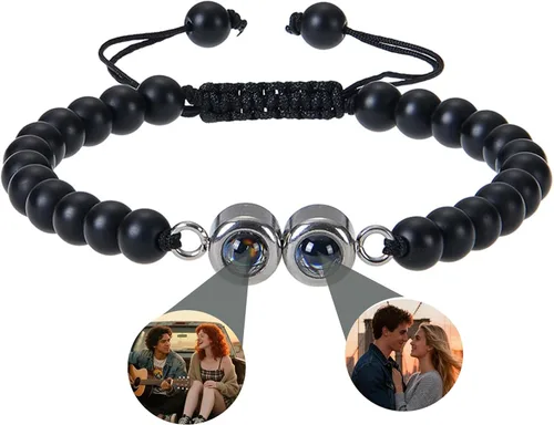 Vista 8 de Custom Bracelet with 2 Picture Inside Personalized Photo Bracelet Memorial Gifts for Couples Women Men Mothers Day Fathers Day Birthday Anniversary