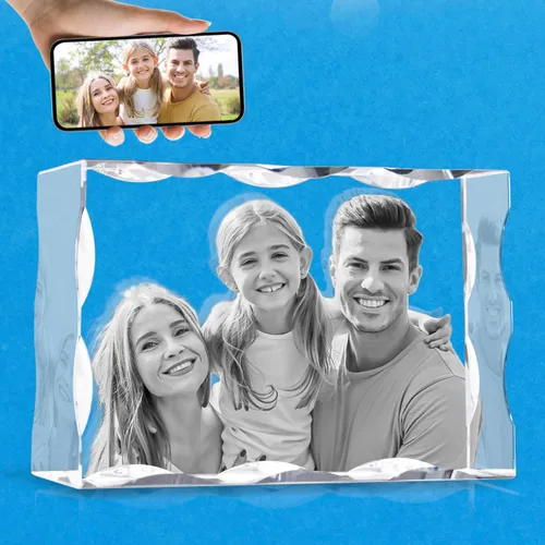 Vista 7 de HAN'S LASER Foto de cristal 3D personalizada, rectangular dentada, para el día de San Valentín, aniversario, cumpleaños, regalos para parejas