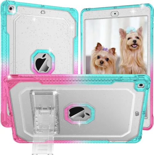 Vista 13 de ZoneFoker Funda para iPad de 9ª generación, para iPad de 8ª/7ª generación de 10.2 pulgadas Funda 2021/2020/2019, transparente con purpurina