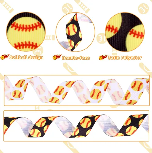 Vista 3 de 2 rollos de cinta de baloncesto de 10 yardas de 7/8 pulgadas de ancho para manualidades, baloncesto, softbol, grogrén para arcos de alegría