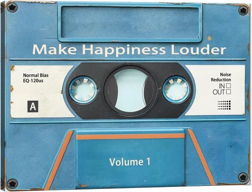 Vista 46 de MAMAGO Impresiones de cinta vintage de cassett motivacional, decoración de pared, cinta azul HD que hace que la felicidad sea más fuerte