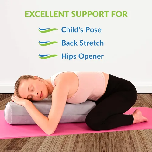 Vista 5 de Almohada multifuncional para yoga, rectangular con asas de transporte y correas para estirar las piernas, la meditación ayuda al dolor de rodilla