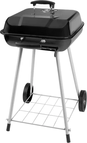 Vista 2 de Parrillas de carbón para barbacoa de 17.5 pulgadas con ruedas, espacio libre para parrilla de ahumador, superficie de cocción de 302 pulgadas