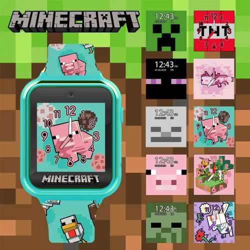 Vista 4 de Minecraft - Reloj inteligente para niños con pantalla táctil, 10 caras de reloj, juegos, cámara, alarma, temporizador, contador de pasos