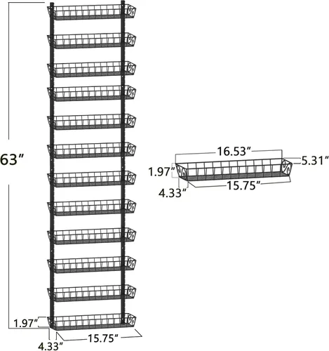 Vista 6 de SWOMMOLY Organizador Estante de Especias de Pared Ajustable, 12 Niveles de Doble Uso (Multiuso) Estante Colgante de Especias para Almacenamiento