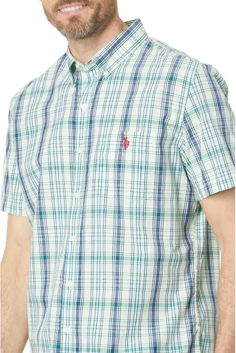 Vista 3 de U.S. Polo Assn. Camisa tejida de popelina de manga corta CVC con teñido de hilo
