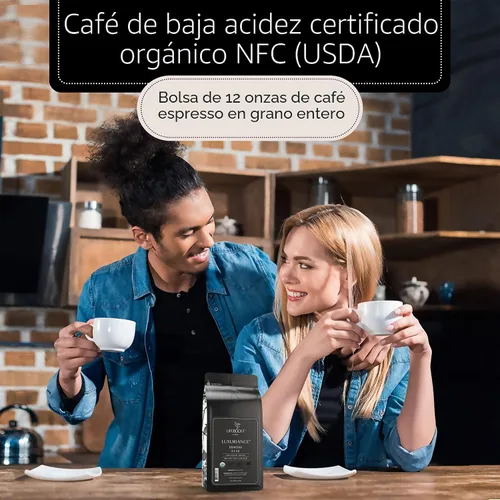 Vista 5 de Lifeboost Café expreso orgánico en grano entero, café expreso bajo en ácido, sin OMG, orgánico USDA, origen único, probado por terceros