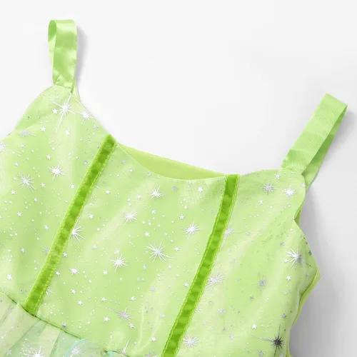 Vista 3 de Vestido de fantasía verde de flores de hada Tinker Bell para niñas