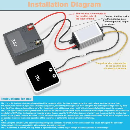 Vista 2 de Maxmartt Convertidor CC de 24 V a 12 V 5 A 60 W, convertidor de voltaje, adaptador de corriente CC impermeable, transformador resistente
