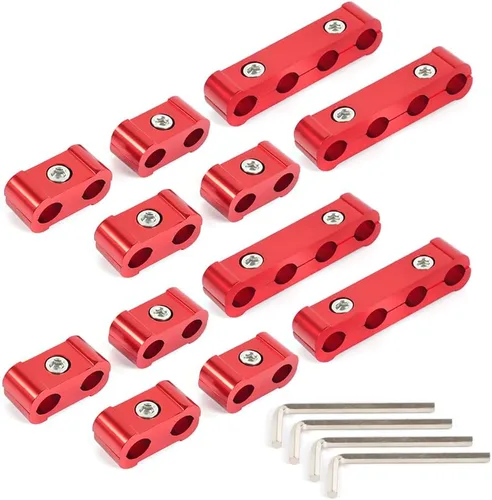 Vista 8 de Kit divisor de alambre de bujía de motor apto para 0.315 in, 0.354 in, 0.394 in, separadores de alambre de aleación de aluminio, color negro
