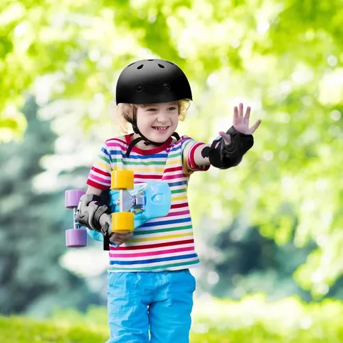 Vista 5 de Juego de casco para niños con rodilleras, coderas y muñequeras, casco ajustable para niños pequeños y jóvenes, juego de equipo de protección