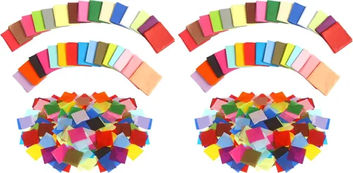 Vista 7 de CCINEE 6000 cuadrados de papel de seda de 1 pulgada, 30 colores surtidos de papel de seda de arco iris, cuadros de mosaico de tejido multicolor