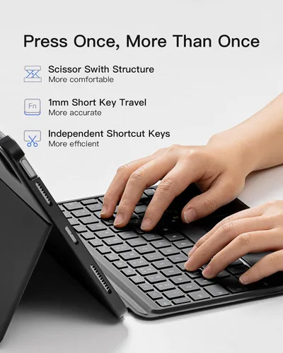 Vista 3 de Inateck for iPad Pro 11 inch Case with Keyboard, Compatible with iPad Air 6/5/4,iPad Pro 11" 4/3/2/1, Detachable iPad Keyboard Case with 7
