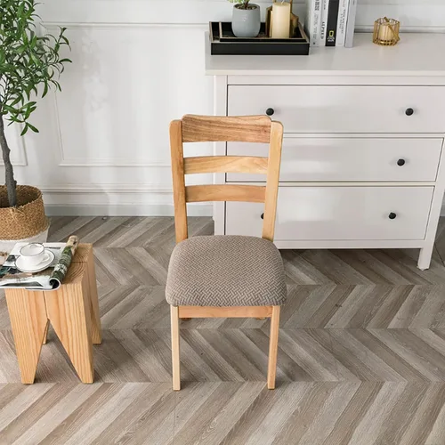 Vista 2 de Fundas elásticas para sillas de comedor, fundas protectoras extraíbles para sillas de cocina, fundas protectoras para comedor, hotel Gris y verde