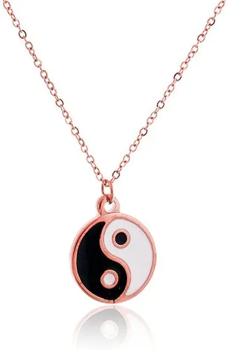 Vista 6 de Collar con colgante Yin Yang de oro y plata para parejas Dorado