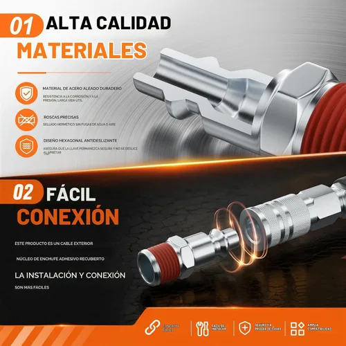 Vista 4 de GASHER Enchufe de aire industrial macho NPT de 1/4 pulgadas, tapones neumáticos 300PSI (paquete de 20)