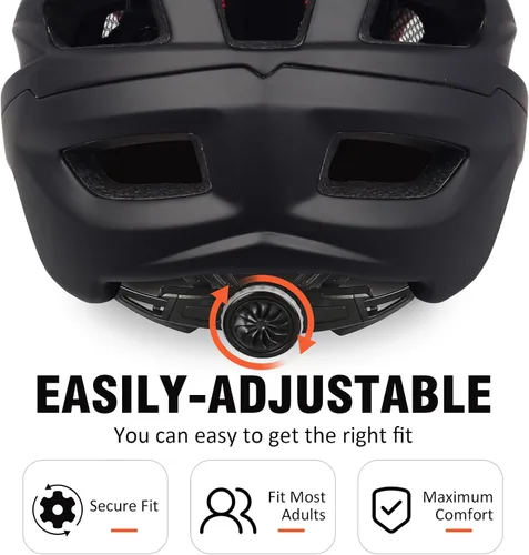 Vista 7 de Casco de bicicleta de montaña Bosoar, casco de ciclismo para adultos con soporte para cámara y visera desmontable para hombres, mujeres y jóvenes
