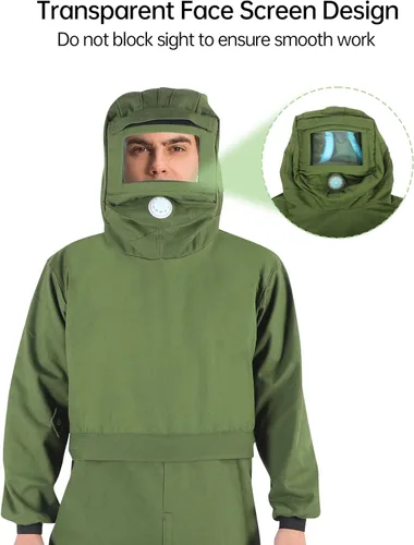 Vista 2 de ZASCHMOY - Traje de chorro de arena con capucha protectora para construcción naval de hierro fundido