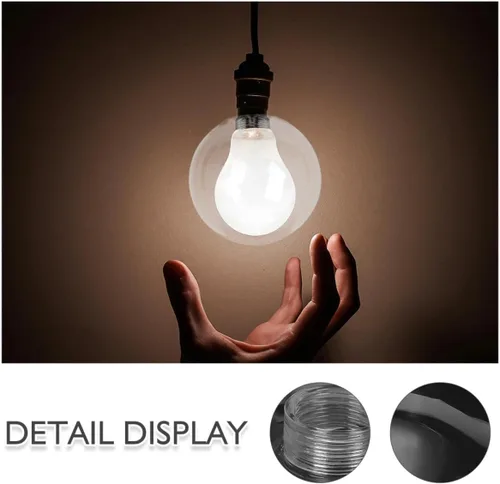 Vista 3 de Globo de luz de vidrio transparente esférico pantalla de cristal G9 roscada burbuja para luz (4.724 in) lámpara poste sombra