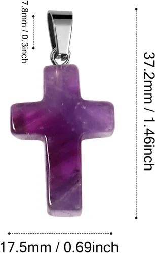 Vista 3 de Cadikez 12 piezas colgantes de cruz de piedra natural, cristales curativos de cuarzo chakra reiki colgantes de piedras preciosas dijes a granel