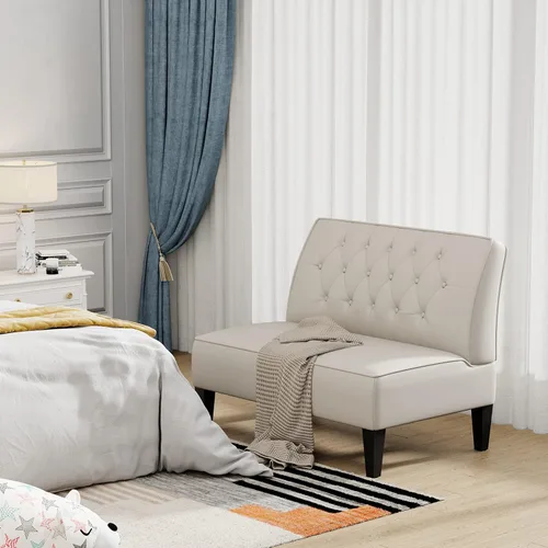 Vista 8 de annjoe Sofá de dos plazas acolchado con botones capitoné tapizado, sofá con respaldo abrochado, sofá banqueta para comedor, sala de estar