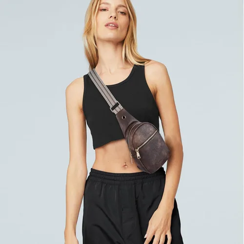 Vista 121 de Telena Riñonera pequeña para mujer, de cuero, cangureras, bolsa de pecho para mujer