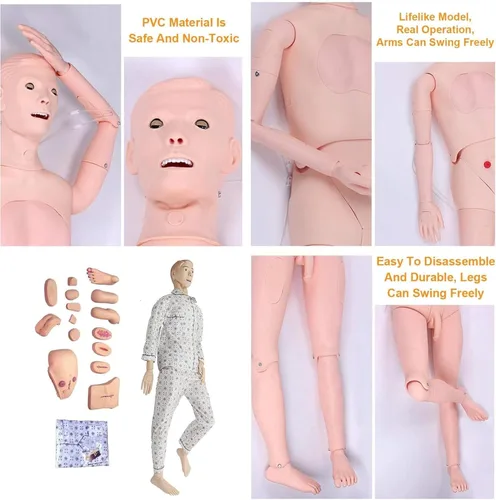 Vista 4 de Maniquí médico para entrenamiento, cuidado del paciente, maniquí médico de 5.57 pies, tamaño natural, maniquí de entrenamiento de enfermería