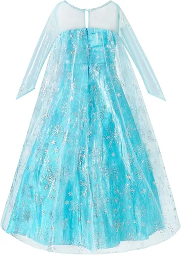Vista 4 de Aoiviss Elsa Costume for Girls Frozen Princess Dress Birthday Halloween Cosplay